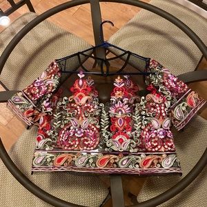 Floral mesh crop top